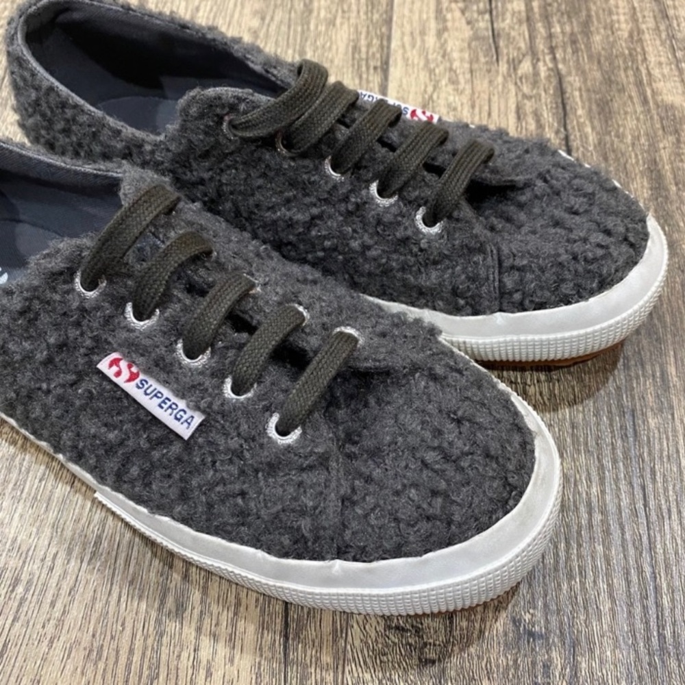 Superga Dark Grey Fuzzy Sneakers sz 37/6